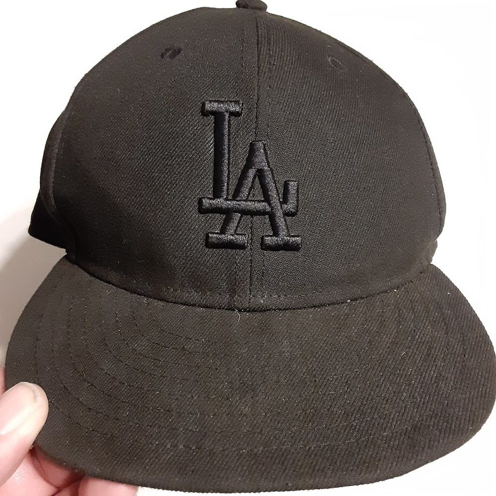 New Era 59fifty LA Dodgers Black Fitted Hat/Cap Size 8